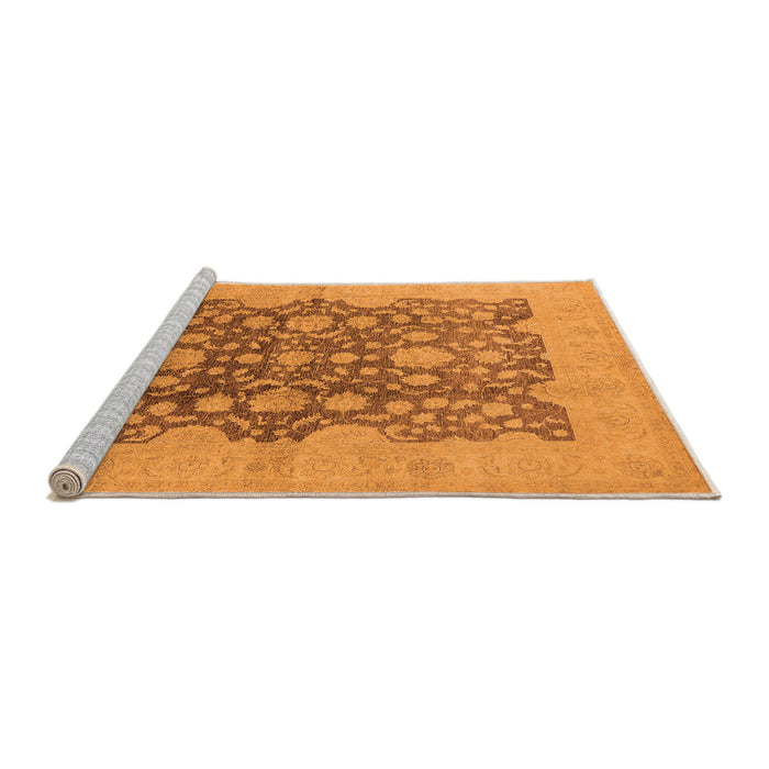 Sideview of Machine Washable Oriental Orange Traditional Area Rugs, wshurb491org