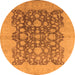 Round Machine Washable Oriental Orange Traditional Area Rugs, wshurb491org