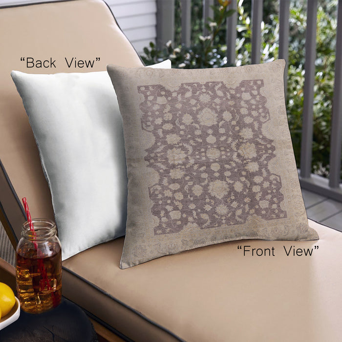 Front View of Mid-Century Modern Urban Square Dark Almond Brown Throw Pillow, 18 inch by 18 inch, pwurb491