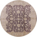 Round Mid-Century Modern Dark Almond Brown Oriental Rug, urb491