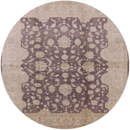 Round Machine Washable Industrial Modern Dark Almond Brown Rug, wshurb491