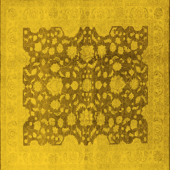 Square Machine Washable Oriental Yellow Traditional Rug, wshurb491yw