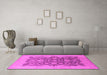 Machine Washable Oriental Pink Traditional Rug in a Living Room, wshurb491pnk