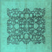 Square Oriental Turquoise Traditional Rug, urb491turq