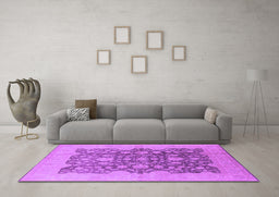 Machine Washable Oriental Purple Traditional Area Rugs in a Living Room, wshurb491pur