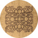 Round Oriental Brown Traditional Rug, urb491brn