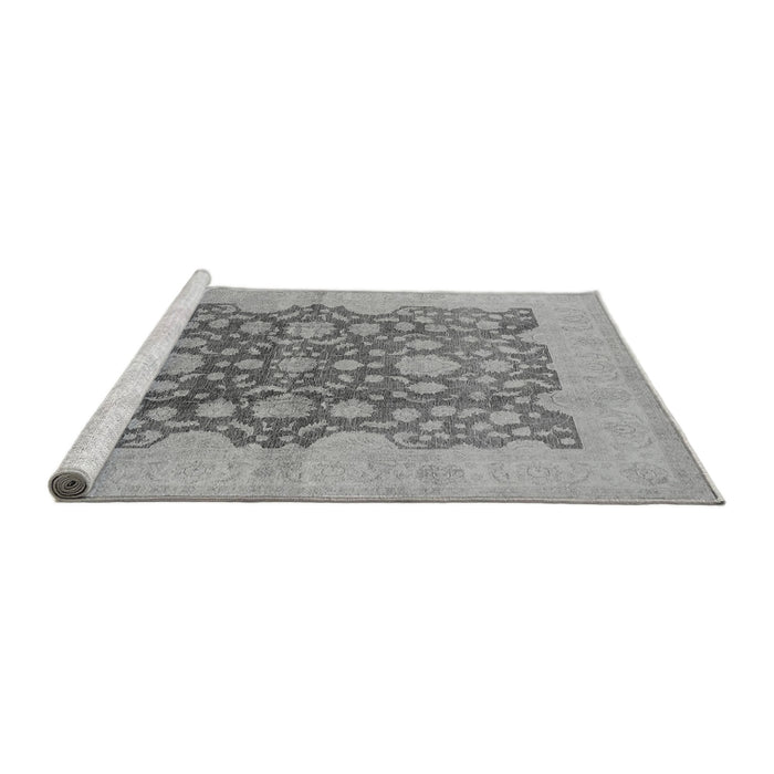 Sideview of Machine Washable Oriental Gray Traditional Rug, wshurb491gry