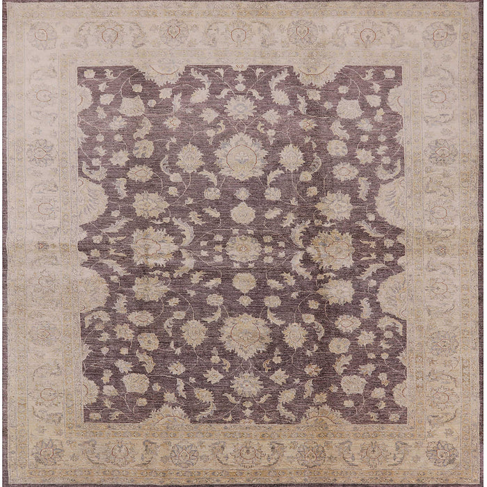 Square Mid-Century Modern Dark Almond Brown Oriental Rug, urb491