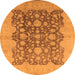 Round Oriental Orange Traditional Rug, urb491org