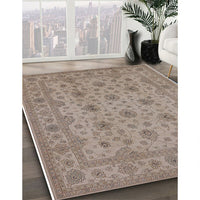 Mid-Century Modern Dark Almond Brown Oriental Rug, urb492