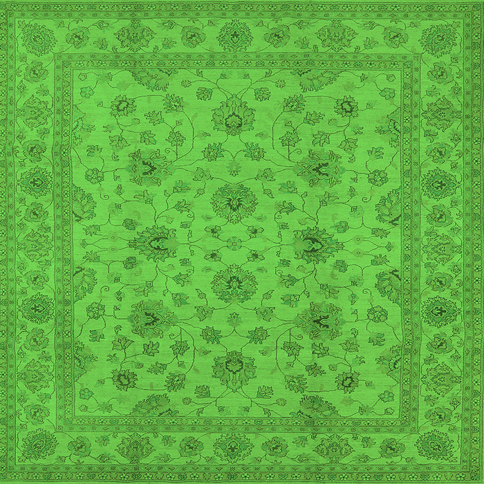 Square Oriental Green Traditional Rug, urb492grn