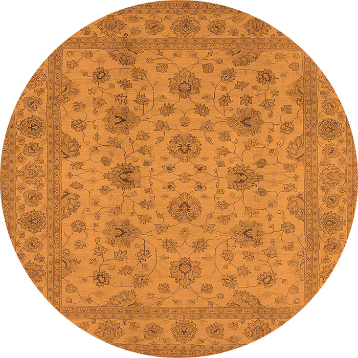 Round Oriental Orange Traditional Rug, urb492org