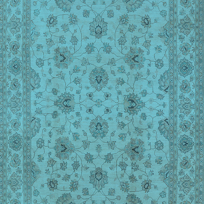Machine Washable Oriental Light Blue Traditional Rug, wshurb492lblu
