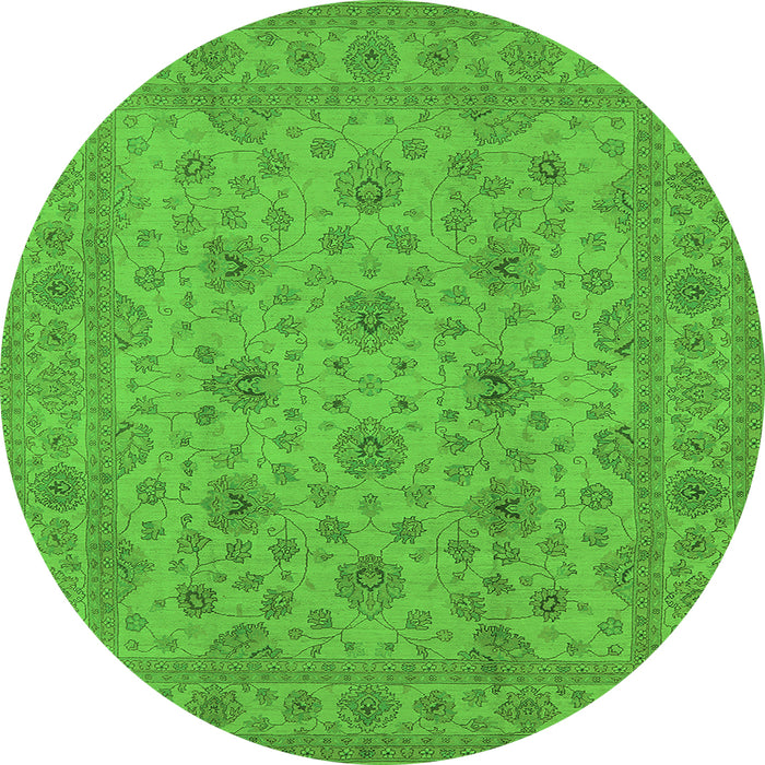 Round Oriental Green Traditional Rug, urb492grn