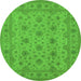 Round Oriental Green Traditional Rug, urb492grn