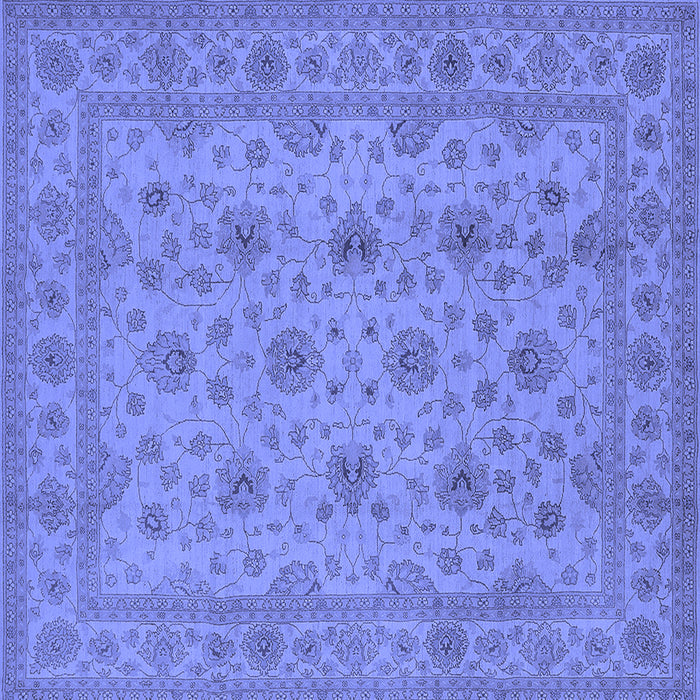Square Machine Washable Oriental Blue Traditional Rug, wshurb492blu