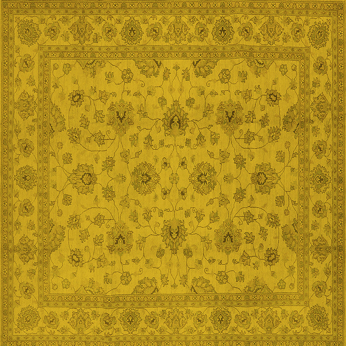 Square Machine Washable Oriental Yellow Traditional Rug, wshurb492yw