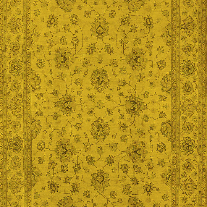 Machine Washable Oriental Yellow Traditional Rug, wshurb492yw