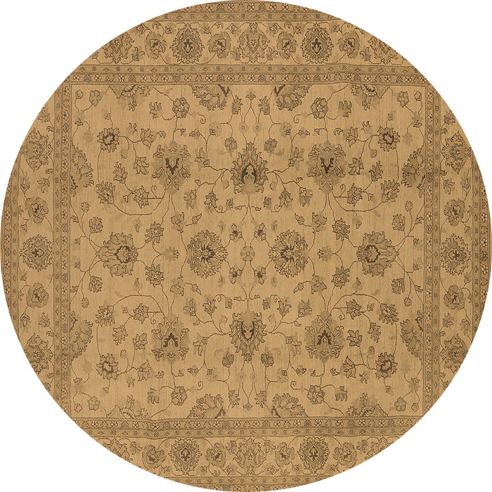Round Oriental Brown Traditional Rug, urb492brn