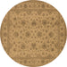 Round Oriental Brown Traditional Rug, urb492brn