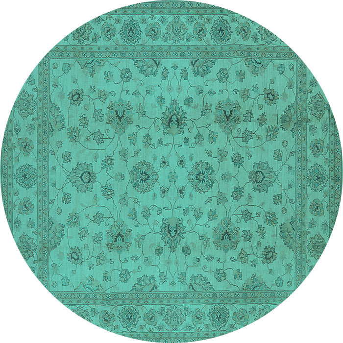 Round Oriental Turquoise Traditional Rug, urb492turq
