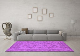 Machine Washable Oriental Purple Traditional Area Rugs in a Living Room, wshurb492pur