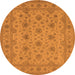 Round Machine Washable Oriental Orange Traditional Area Rugs, wshurb492org