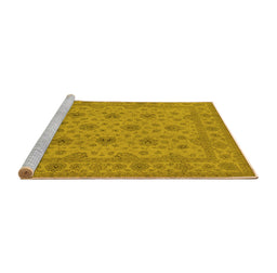 Sideview of Machine Washable Oriental Yellow Traditional Rug, wshurb492yw