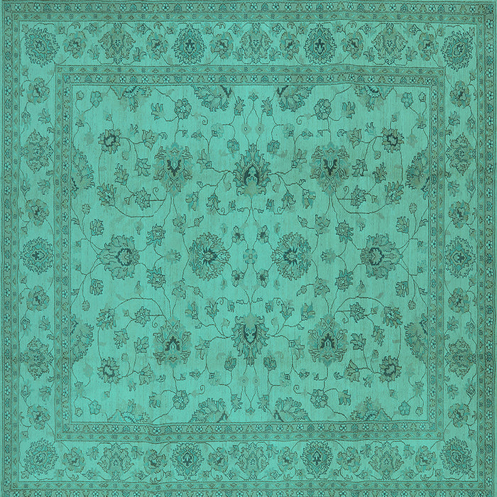 Square Oriental Turquoise Traditional Rug, urb492turq