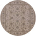 Round Mid-Century Modern Dark Almond Brown Oriental Rug, urb492