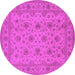 Round Oriental Pink Traditional Rug, urb492pnk