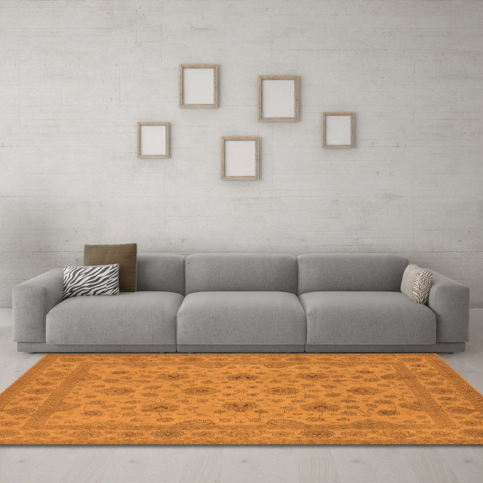 Machine Washable Oriental Orange Traditional Area Rugs in a Living Room, wshurb492org