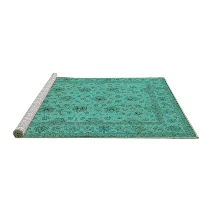 Sideview of Machine Washable Oriental Turquoise Traditional Area Rugs, wshurb492turq