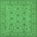 Square Oriental Emerald Green Traditional Rug, urb492emgrn