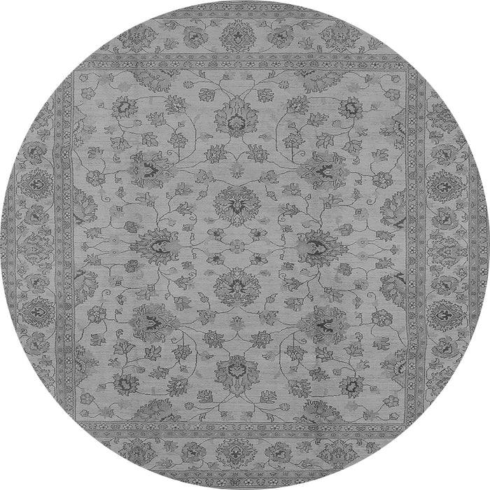 Round Machine Washable Oriental Gray Traditional Rug, wshurb492gry