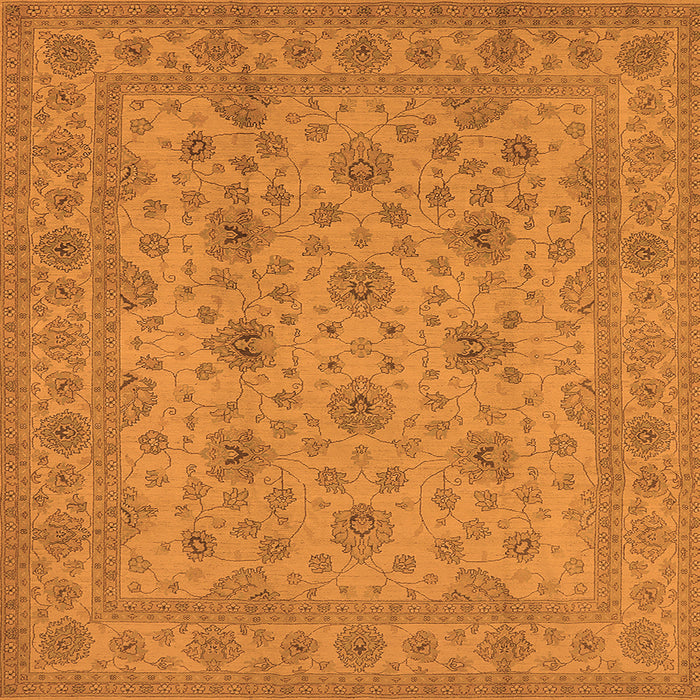 Square Machine Washable Oriental Orange Traditional Area Rugs, wshurb492org
