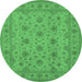 Round Oriental Emerald Green Traditional Rug, urb492emgrn