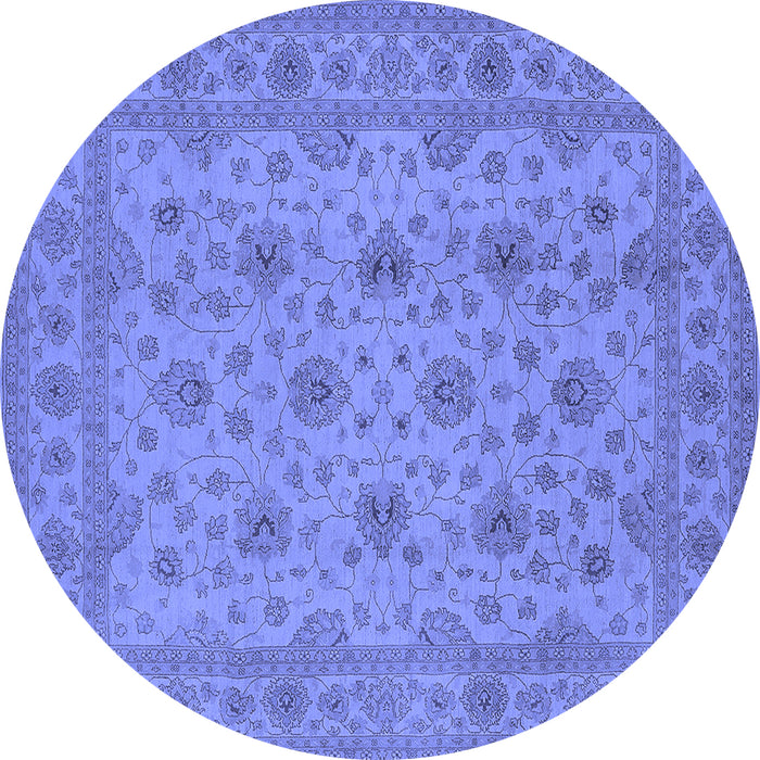 Round Oriental Blue Traditional Rug, urb492blu