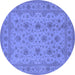 Round Oriental Blue Traditional Rug, urb492blu