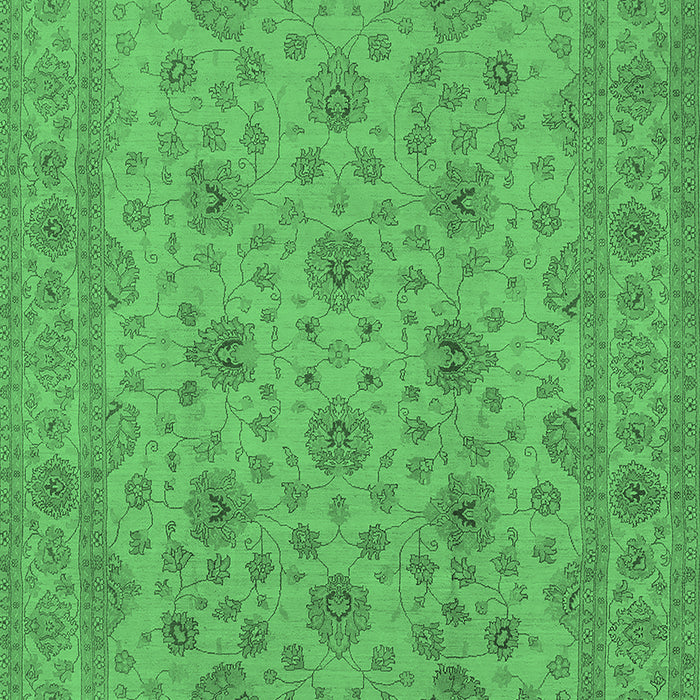 Machine Washable Oriental Emerald Green Traditional Area Rugs, wshurb492emgrn