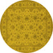Round Oriental Yellow Traditional Rug, urb492yw
