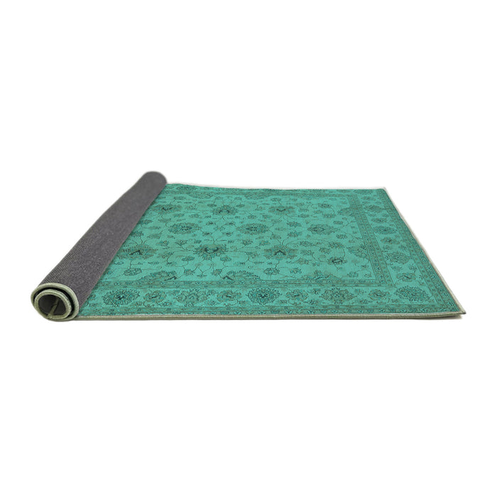 Sideview of Oriental Turquoise Traditional Rug, urb492turq