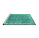 Sideview of Machine Washable Oriental Turquoise Traditional Area Rugs, wshurb493turq