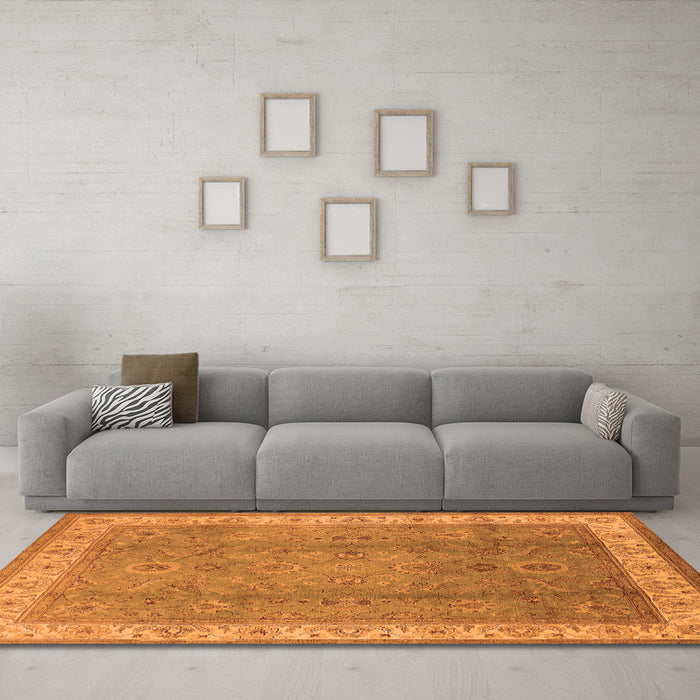 Machine Washable Oriental Orange Traditional Area Rugs in a Living Room, wshurb493org