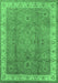 Machine Washable Oriental Emerald Green Traditional Area Rugs, wshurb493emgrn