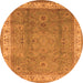 Round Oriental Orange Traditional Rug, urb493org