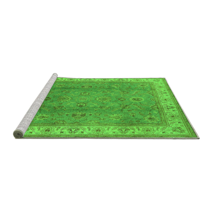 Sideview of Machine Washable Oriental Green Traditional Area Rugs, wshurb493grn