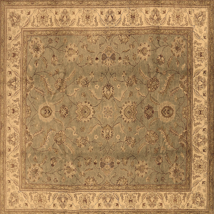 Square Machine Washable Oriental Brown Traditional Rug, wshurb493brn