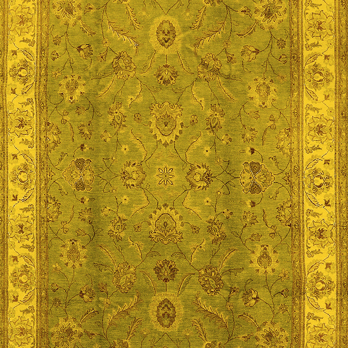 Machine Washable Oriental Yellow Traditional Rug, wshurb493yw