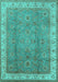 Machine Washable Oriental Turquoise Traditional Area Rugs, wshurb493turq